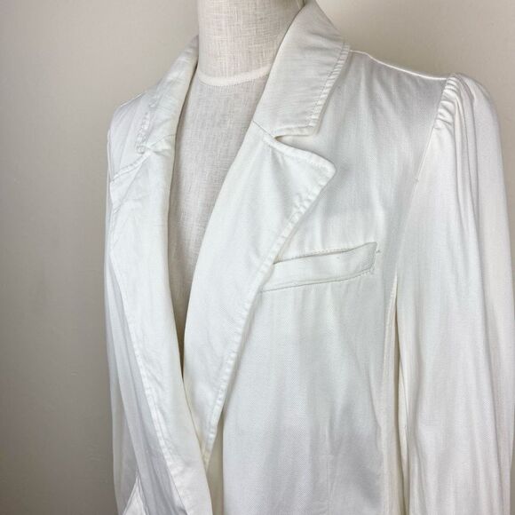 Free People Long Button-Front Collared Overcoat - White - Picture 2 of 6